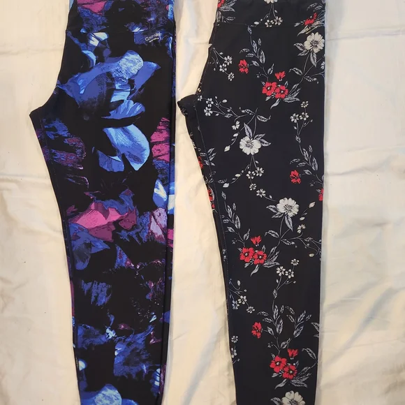 Bundle Calvin Klein Women's Leggings Blue Abstract & Black Floral Size XL. #A03 - Picture 2 of 8